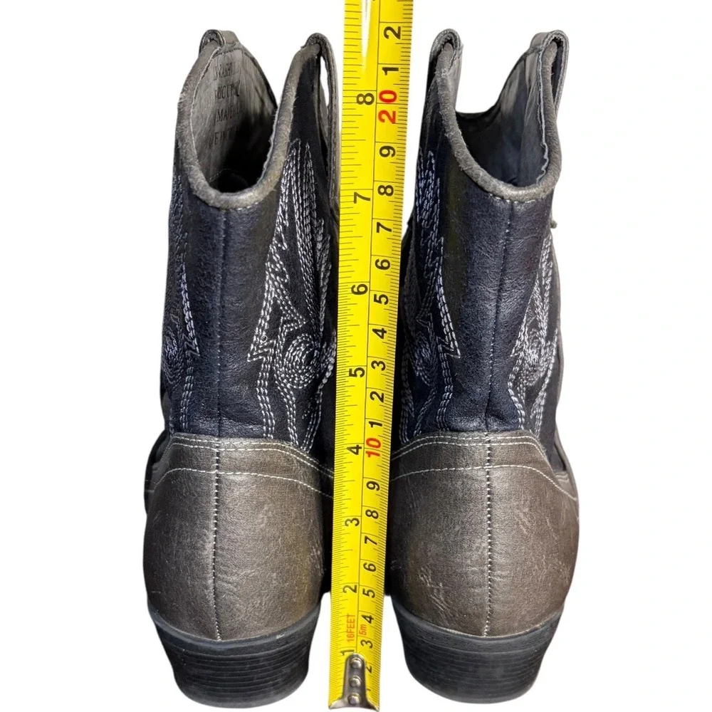 London Rebel Grey Black Nashville Western Boots Distressed Women's Size 8‎